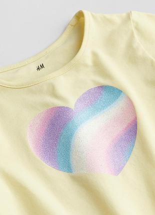 Реглан дитячий h&m жовтий з принтом серця