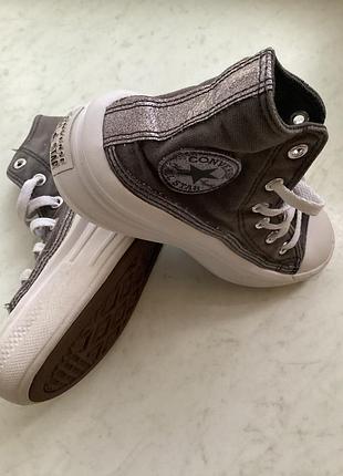Кеди дитячі converse високі сірі 2