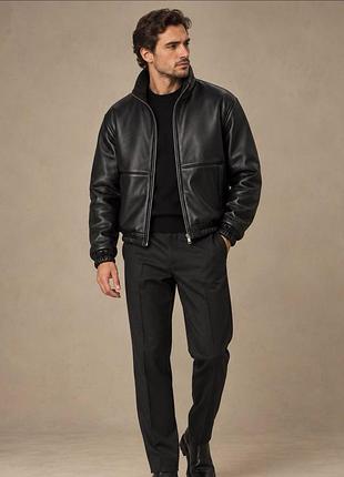 Чоловіча зимова дублянка з натуральної шкіри та хутром zegna
