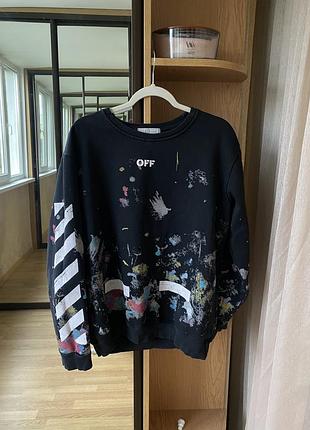 Світшот off-white чорний з принтом