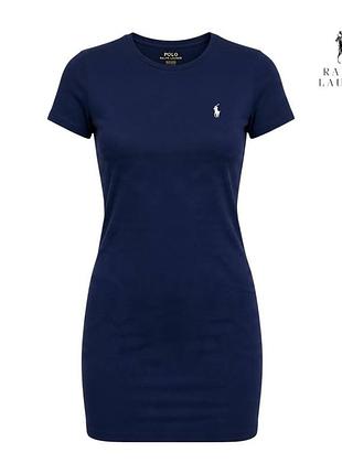 Оригінальне жіноче плаття футболка polo ralph lauren розмір s m темно-синє коротке спортивне подовжена ральф лорен лоурен лаурен котонове м а1