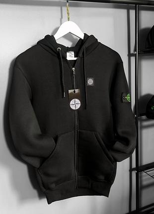 Мужская зимняя кофта stone island черная