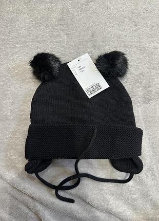 Шапочка з вушками h&m , зимова з підкладкою