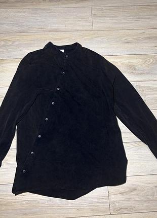 Сорочка чоловіча zara чорна з коміром-стійкою