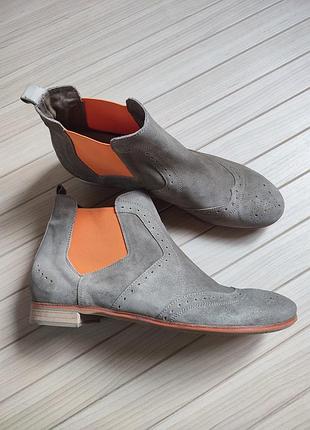 Замшевые челси с узором броги / donna carolina / made in italy / vintage ➡️ 42,5р (43р)