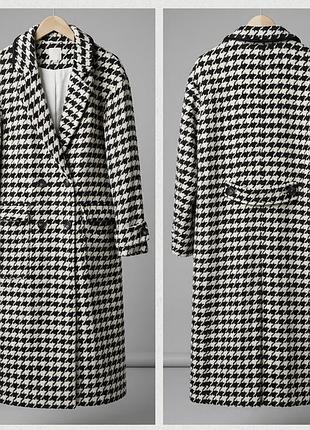 Пальто оверсайз в гусиную лапку h&m