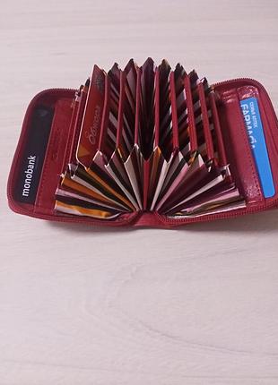 Гаманець london leathergoods шкіряний червоний на змійці
