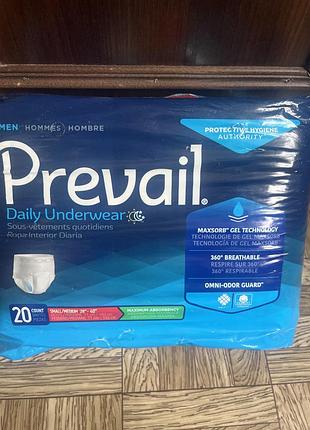 Підгузники-трусики prevail men's daily underwear для чоловіків, 20 шт, розмір s/m