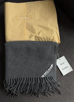 Шарф acne studios сірий вовняний