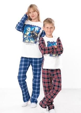 Тепла байкова новорічна дитяча піжама  "family look", тёплая байковая новогодняя детская пижама family look