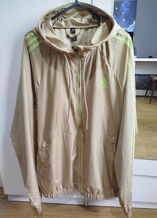 Вітрівка чоловіча adidas бежева з капюшоном