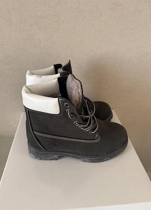 Черевики timberland зимові шкіряні з хутром, чорні, розмір 36
