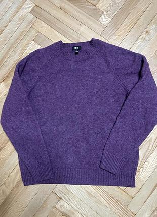 Светр uniqlo вовняний темно-сливовий розмір l