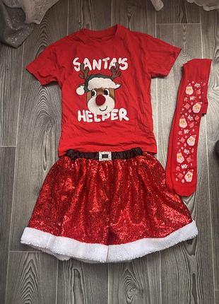 Карнавальний новорічний комплект santa's helper червоний