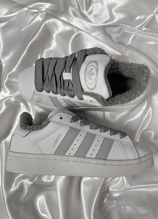 Adidas campus white grey winter fur 2