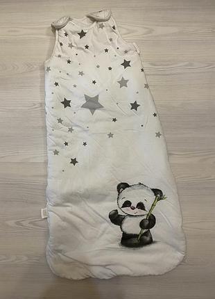 Утеплений дитячий спальник baby best з пандою, 90 см (80-95 см)