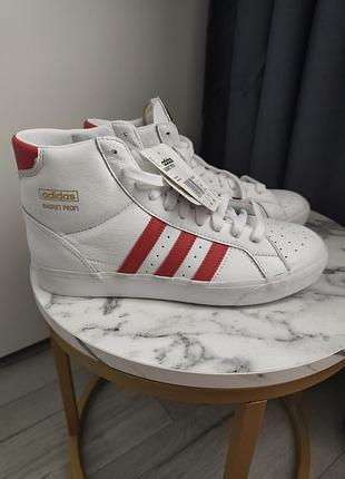 Кросівки чоловічі adidas basket profi шкіряні біло-червоні