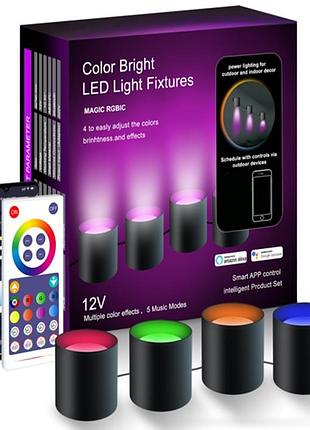 Настенная led лампа rgb intelligent wall lamp 4 pcs with bluetooth european plug with app