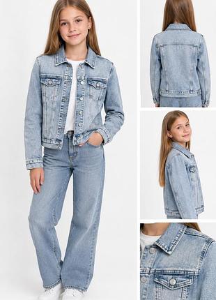 Джинсова куртка h&m у варений джинс (зріст 152 см, 11-12 років) джинсівка для дівчинки / підлітка на металевих ґудзиках