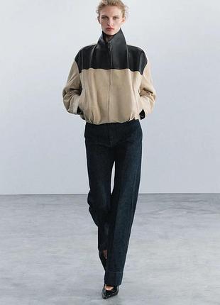 Куртка жіноча комбінована шкіряна zara