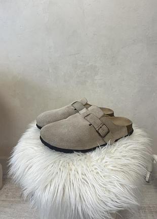 Сабо birkenstock boston замшеві бежеві