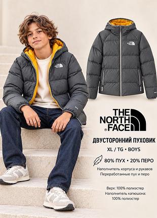 Новый двусторонний пуховик the north face, оригинал, xl / tg boys