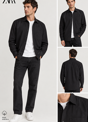 Мужская рубашка zara плотная ткань