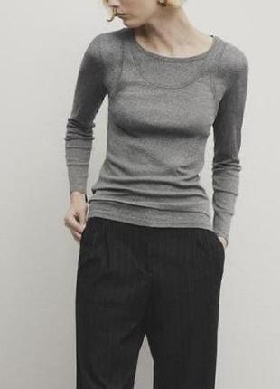 Напівпрозорий сірий лонгслів з майкою massimo dutti
