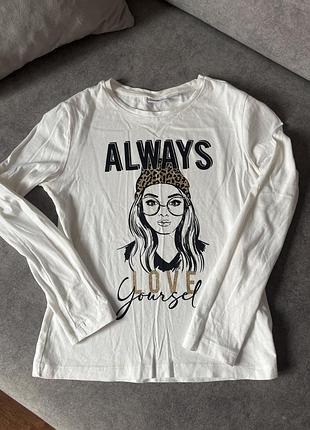 Реглан білий з принтом always love yourself