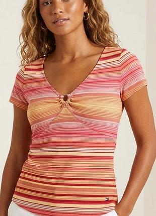 Футболка з смужку tommy hilfiger m 100% бавовна дерев'яне кільце