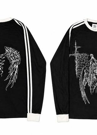 Лонгслів adidas чорний з кастомним принтом fallen angel