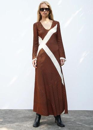 Zara длинное полосатое платье