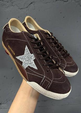 Женские коричневые шоколадные кеды кроссовки голден гус golden goose true star