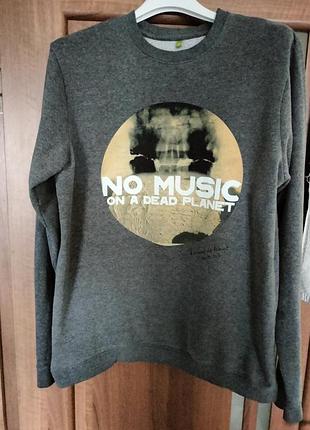 • оригинальный свитшот teemill "no music on a dead planet" thom yorke (radiohead)