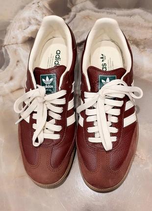 Кросівки adidas samba бордові зі шкіри та замші
