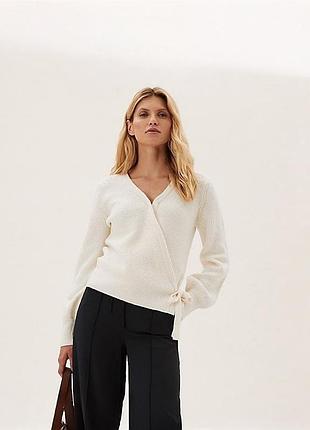 Білий кардиган на запах m&s collection #4852