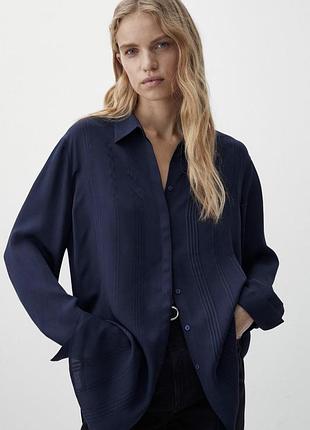 Подовжена віскозна сорочка блузка блуза massimo dutti удлиненная рубашка из вискозы