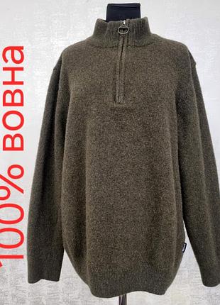 Вовняний светр barbour half-zip з накісниками