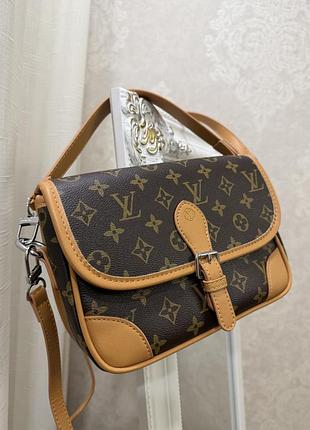 Сумка жіноча louis vuitton через плече коричнева бежева