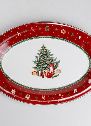 Блюдо сервировочное christmas овальное фарфоровое 30,5 см yiwu hp-sdhk-42