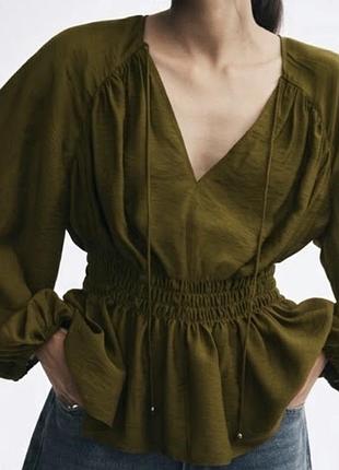 Блузка оливкова (хакі) h&m