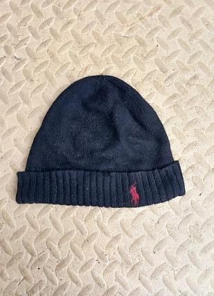 Черная вязаная шапка-бини с отворотом бренда polo ralph lauren