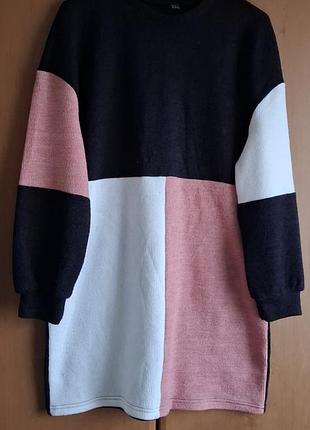 Стильный женский свитшот / удлиненная кофта shein в стиле колорблок (color block)