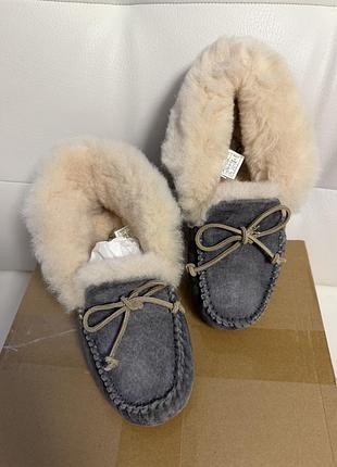 Мокасини ugg замшеві з овчиною сірі