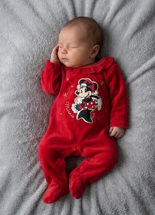 Чоловічок для дівчаток disney велюровий червоний з мінні маус