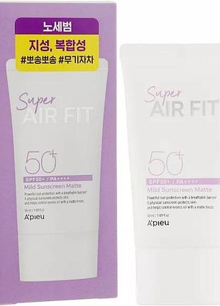 Сонцезахисний матувальний крем a'pieu super air fit mild sunscreen matte spf50+ pat+++ 80мл