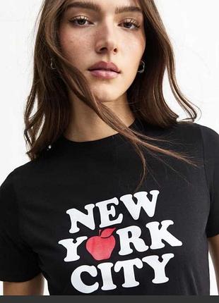 Футболка жіноча h&m чорна з написом new york city