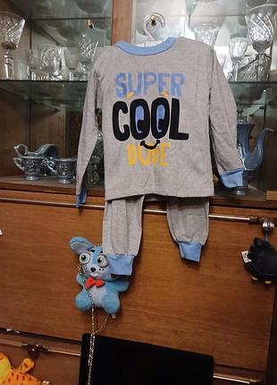 Дитячий трикотажний костюм / піжама для хлопчика «super cool dude» (розмір 92–98)