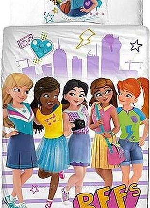 Чудова двостороння дитяча постільна білизна lego friends