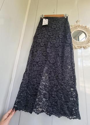 Юбка zara макси кружевная хс -с зара